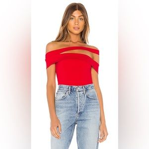 Superdown Asymmetrical Red Bodysuit NWT